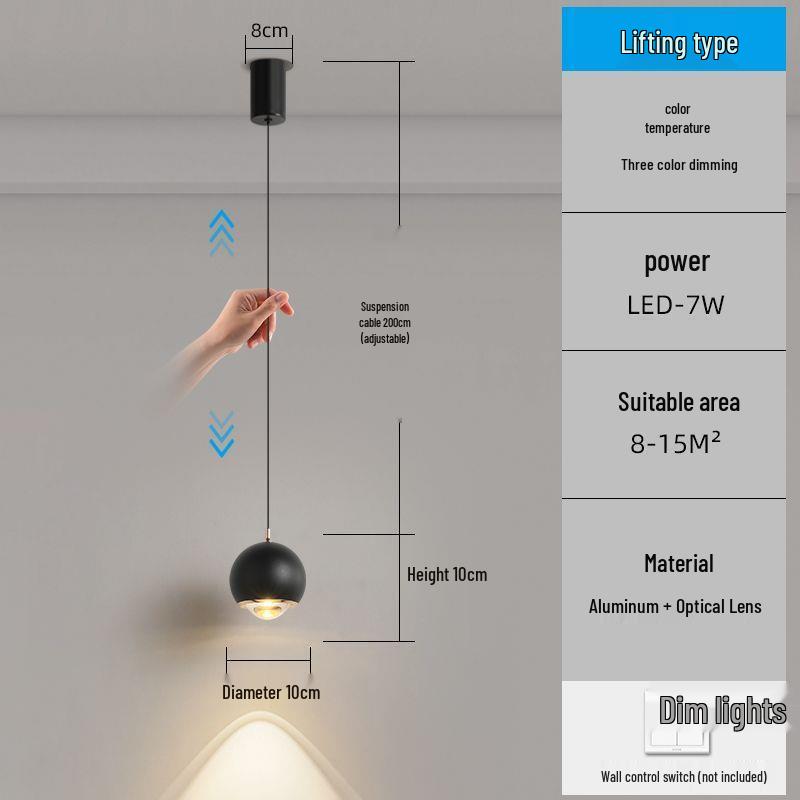 Nordic Minimalist Adjustable Pendant Light, Modern Bedroom Accent, Creative Background Wall Lighting