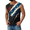 Herre Sommer Uavhengighetsdagen Trykt Sport Knapp Lomme Ermeløs Tanktopp