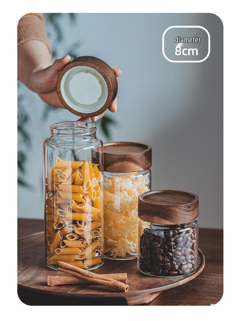 Japanese Glass Storage Jar with Lid for Coffee, Tea, Dried Tangerine Peel, and Grains