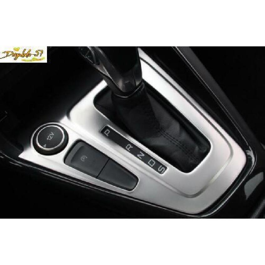 1PCS For Ford Focus 2015-18 AT Silver Steel Console Gear Shift Frame Cover Trim