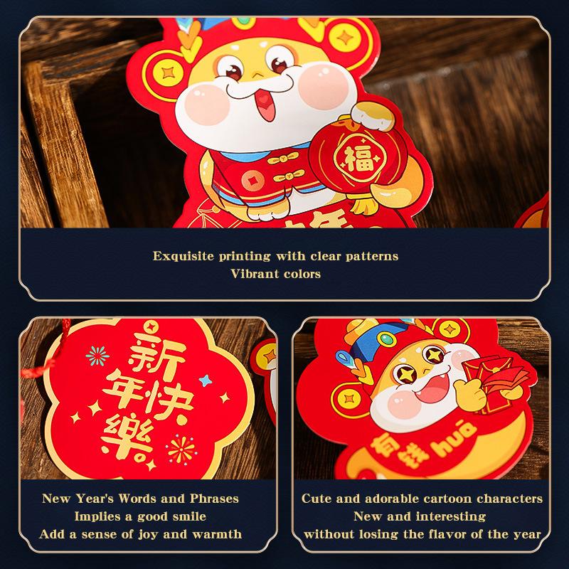 New Year Greeting Cards Cartoon Snake Blessing Pendant Gift Card Red Hanging Tags 2027 CNY Spring Festival Home Party Decor