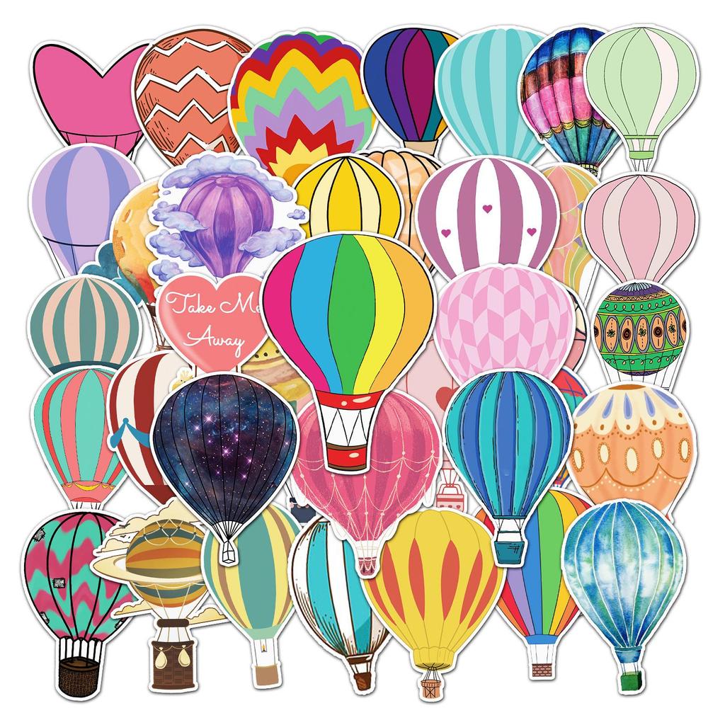 50PCS Hot Air Balloon Stickers for Luggage, Laptop, Car, and Decor