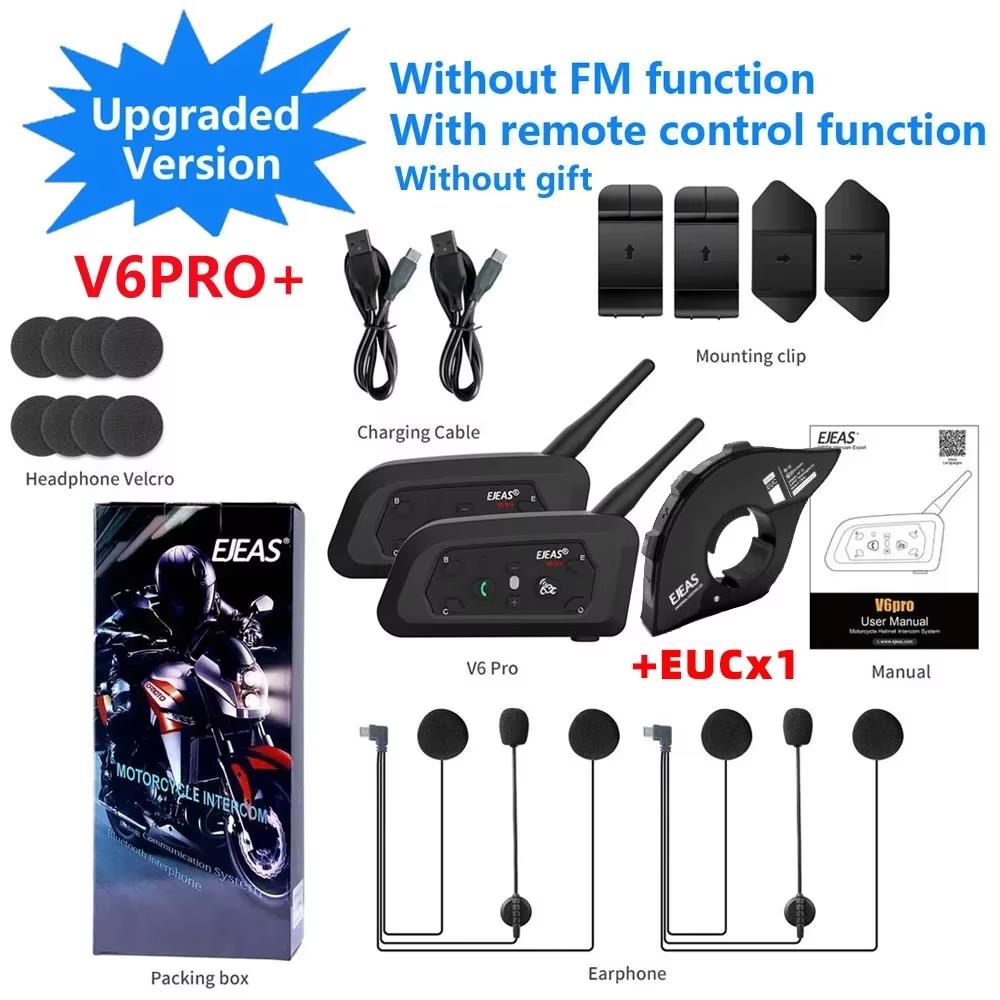 EJEAS V6 PRO+ Motorcycle Helmet Intercom Bluetooth Headset Support EUC CVC Noise Reduction Waterproof IP67 Standby Time 260H