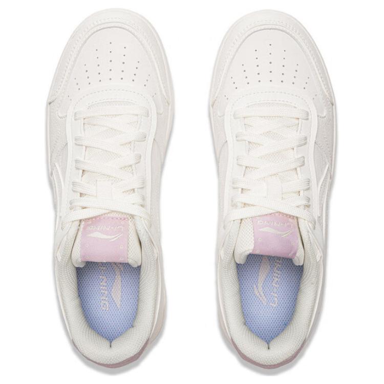New LiNing Tianji Slip Resistant Cushioning Abrasion Resistant Lightweight Low Top Skateboard Shoes Women's White Purple AGCV090-3