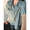 Retro Hong Kong Style Plaid Short Sleeve Shirt
