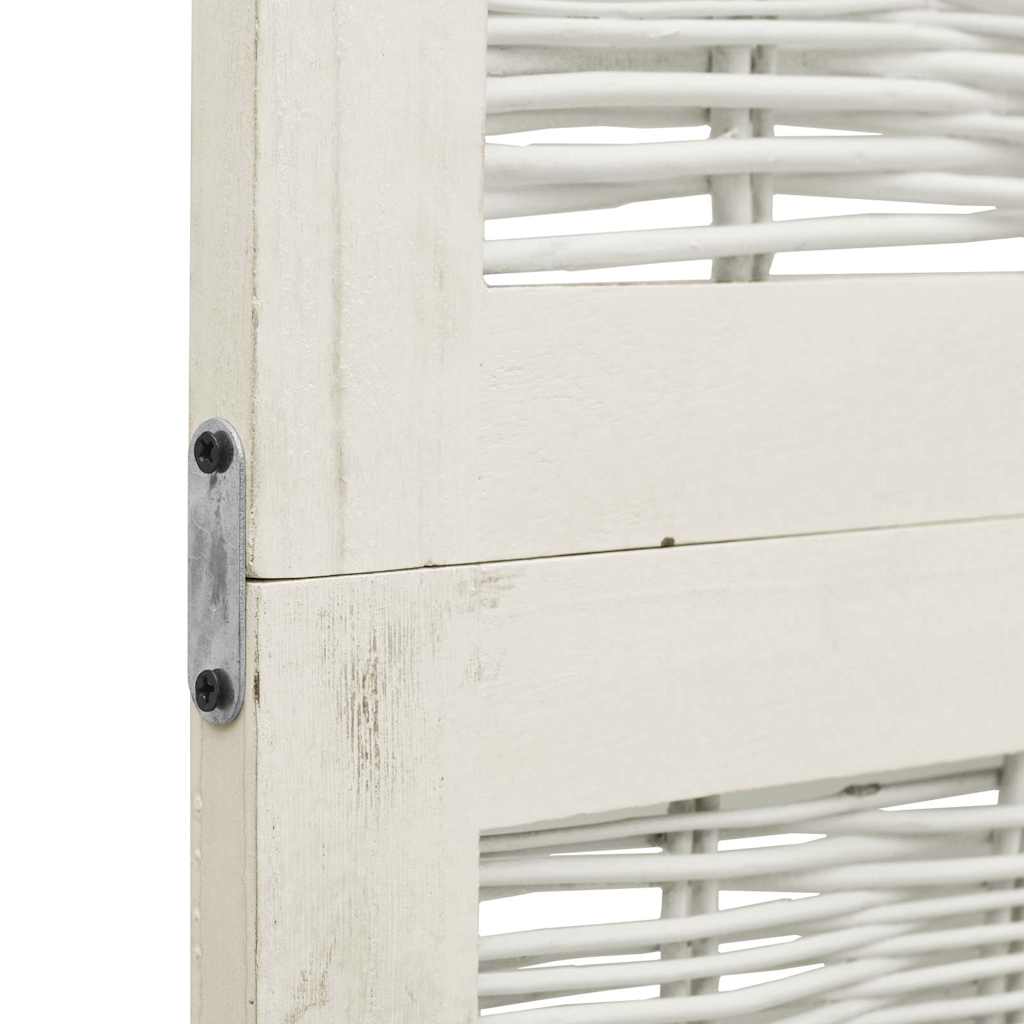 4 Piece Room Divider White Solid Paulownia Wood