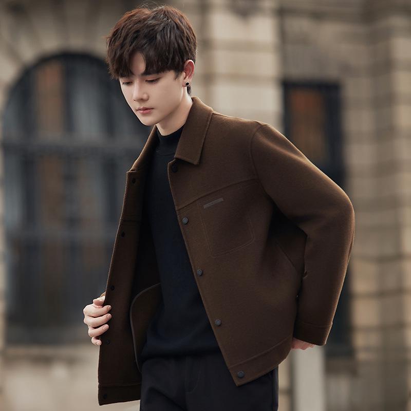 Men's Trendy High-End Cashmere Wool Double-Sided Jacket for Spring, Autumn, and Winter