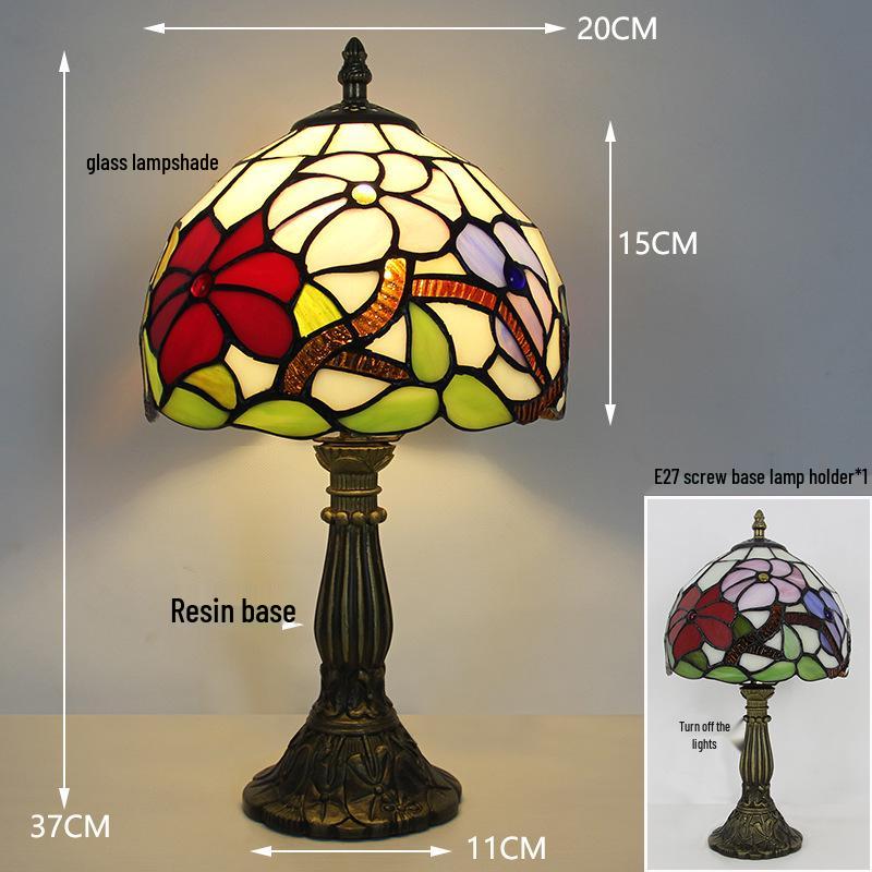 Tiffany Vintage Stained Glass Table Lamp for Bedside or Cafe