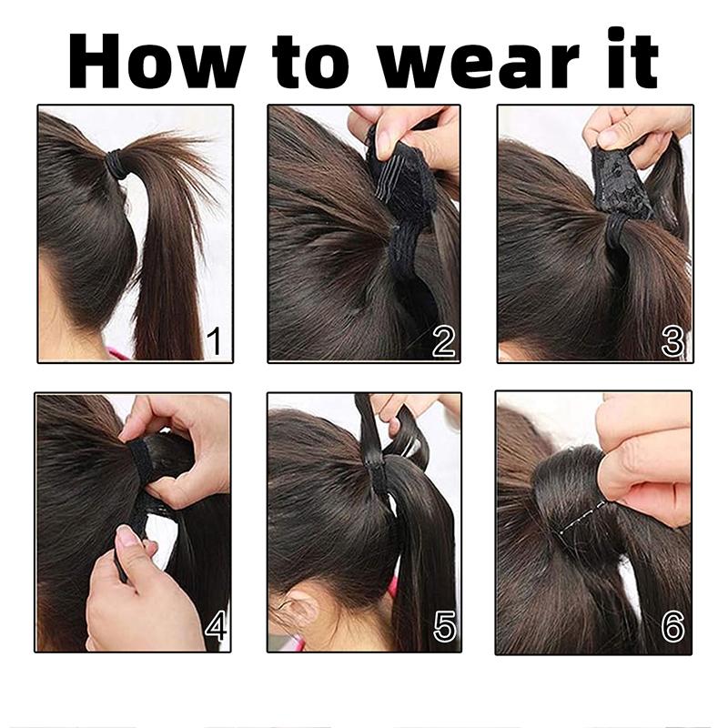 Syntetisk Lang Rett Hestehale Blandet Glitter Hår Surr Rundt Hestehale Forlengelser Klips Inn Falske Hårstykker For Kvinner