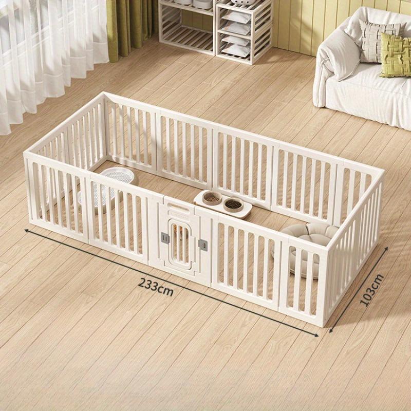 Modulares Haustierlaufgitter, Kunststoff-Tierzaun für drinnen/draußen, kleiner/mittelgroßer Hundekäfig, Kaninchengehege mit Tür, sicher