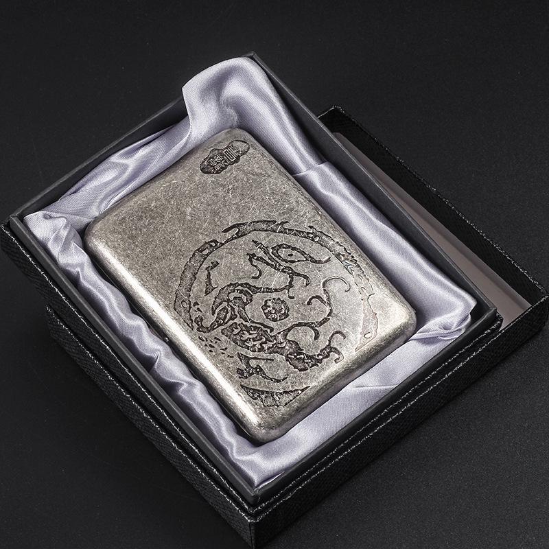 Vintage Antique Silver Dual-Use Cigarette Case for 6.5mm Medium/Regular Cigarettes - Holds 20/16 Count