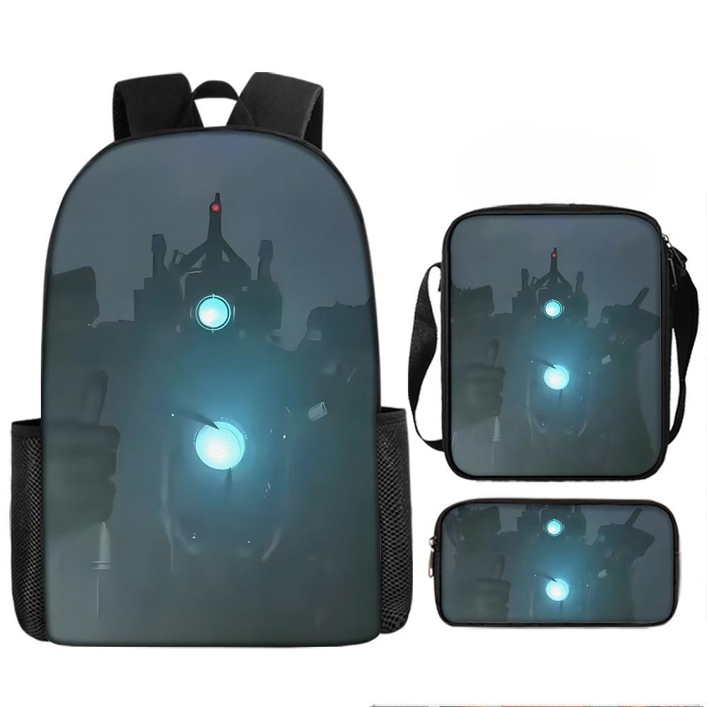 Skibidi Cartoon Toilet Printed Backpack Child Schoolbag Shoulder Bag Pencil Bag