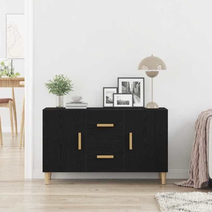 VidaXL Buffet chêne noir 100x36x60 cm bois d'ingénierie, meuble de rangement, meuble de rangement de cuisine, meuble de 862094