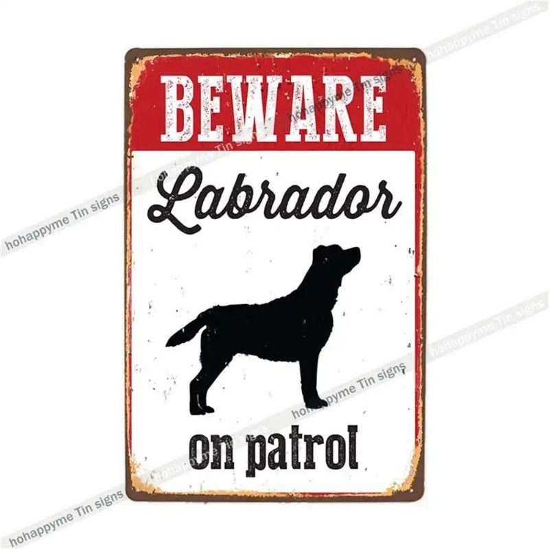 Retro Metal Sign German Shepherd Patrol Warning Decorative Plate for Home Wall 20x30cm
