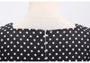 Retro Hepburn-Style Polka Dot Belted Dress with Square Neck and Cinched Waist