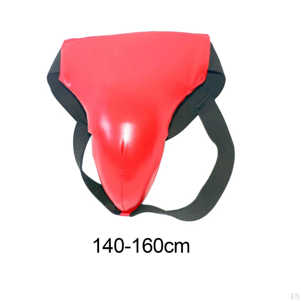 Durable Groin Guard, Jockstrap Crotch Protector Breathable PU Leather Abdominal Taekwondo