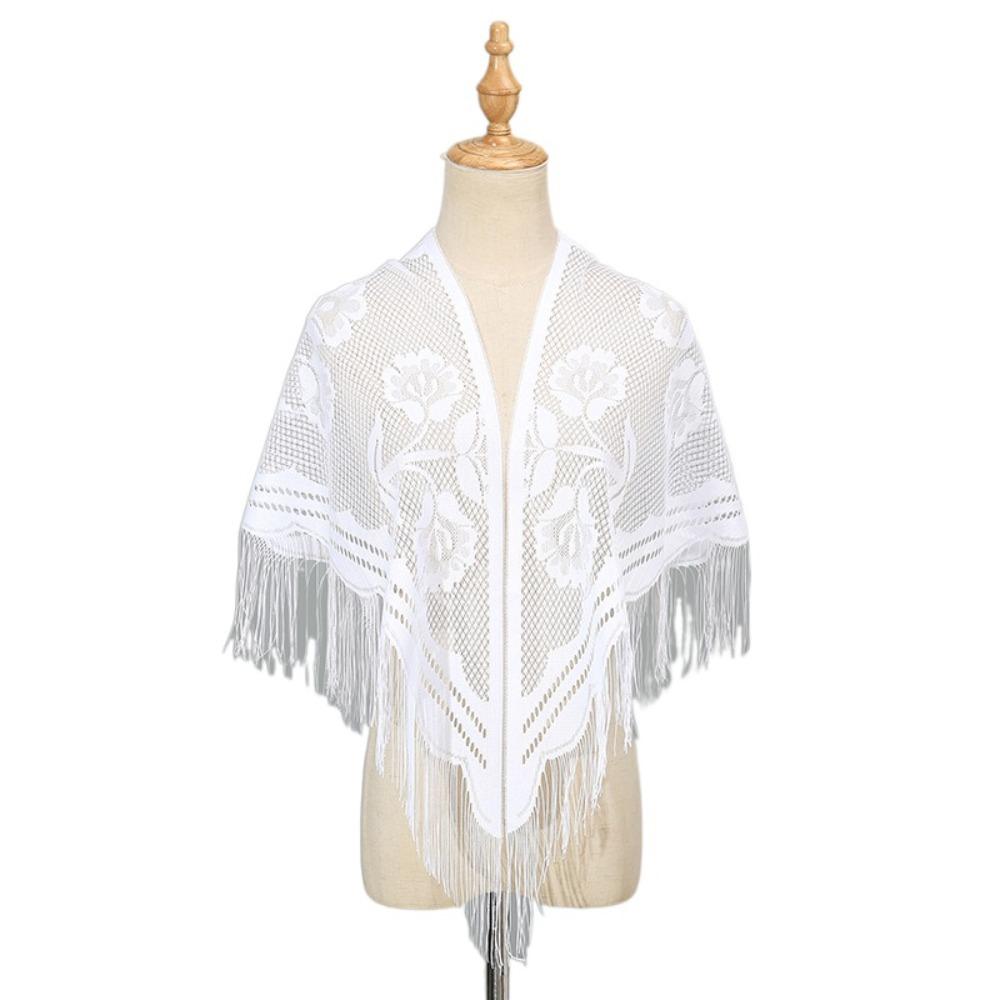 Hollow Women Shawl With Tassel Wedding Bridal Shawl Fashion Scarf Evening Prom Cape  for Party