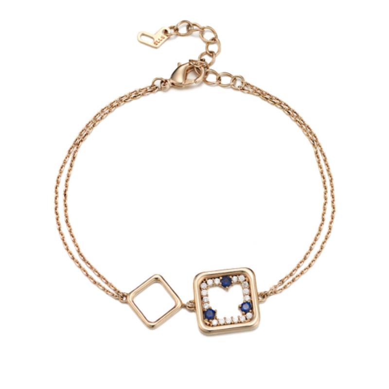 

ELLE Jewelry Blue Square Point Bracelet ELBRBB045 Rose gold