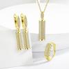 Fashion Creative Micro-inlaid Zircon Ear Buckle Ring Necklace Earrings Women's Jewelry Set Trendy Jewelry