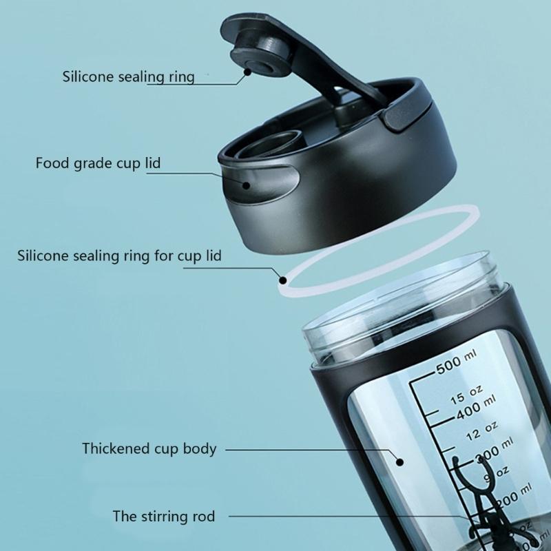 Electric Shaker Bottle 650ml Rechargeable Powerful with Powder Compartment for Smooth Protein Shakes Supplement Storage