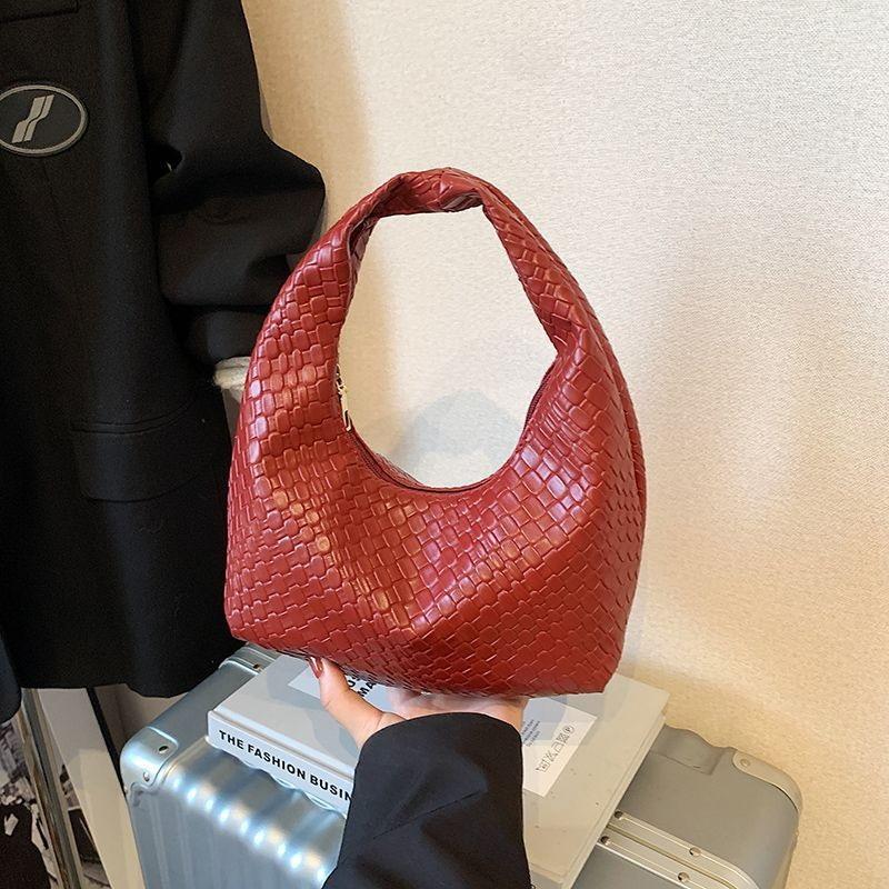 Women Classic Woven Embossed Soft Pu Leather Small Top Handle Hobo Shoulder Bag Casual Daily Handbag