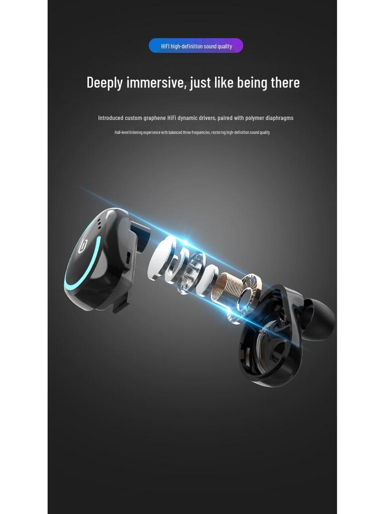 Wireless Bluetooth 5.0 Stereo Earbuds: Dual Ear, Heavy Bass, In-Ear Sports Headphones