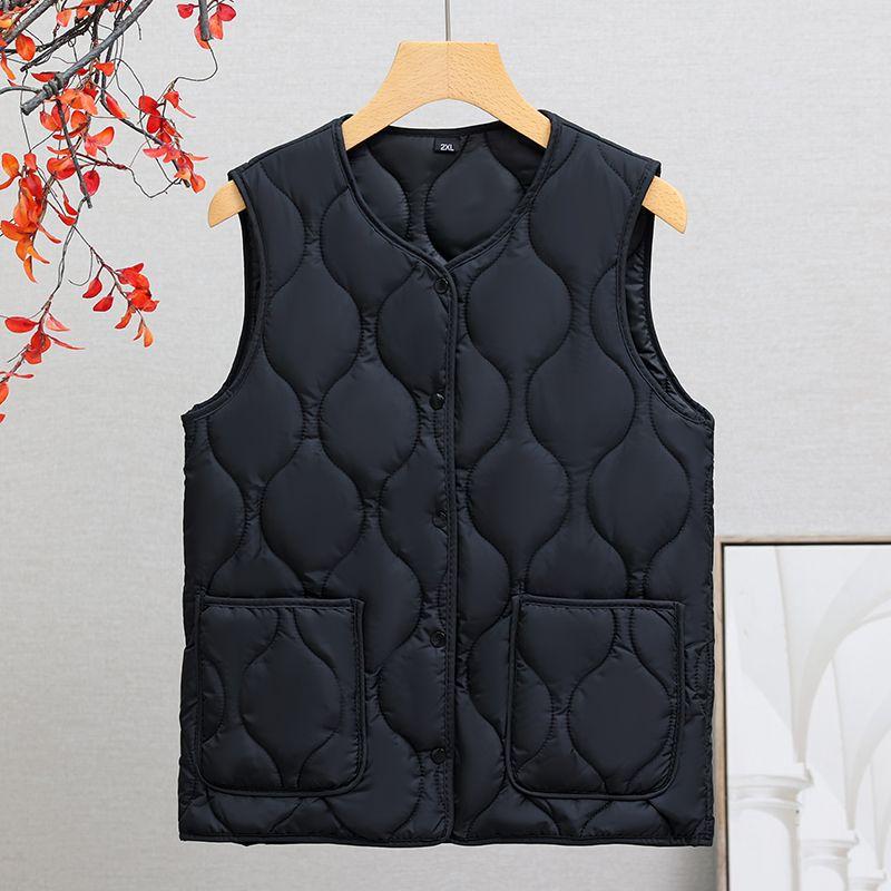 Mom Spring Autumn Winter Vest Jacket Loose Down Cotton Vest Vest Shoulder Elderly Female Grandma Warm Cotton Vest