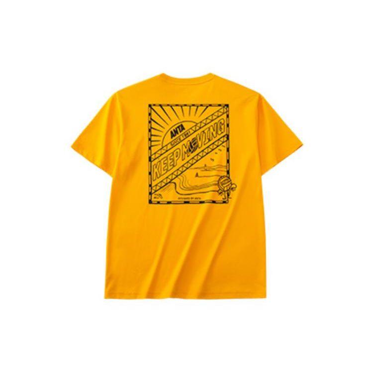 Anta Letter Print Casual T-Shirt Unisex Tops Yellow 152228101-3