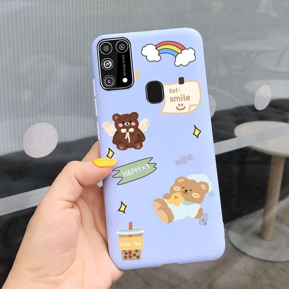 For Samsung Galaxy M31 Case SM-M315F Cute Bear Cartoon Painted Cover Phone Case For Samsung M31 M 31 GalaxyM31 Bumper Soft Funda