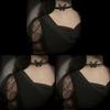 3 Pcs Black Lace Butterfly Choker Necklace Punk Clavicle Chain Necklace Adjustable Collar Chain Statement Jewelry