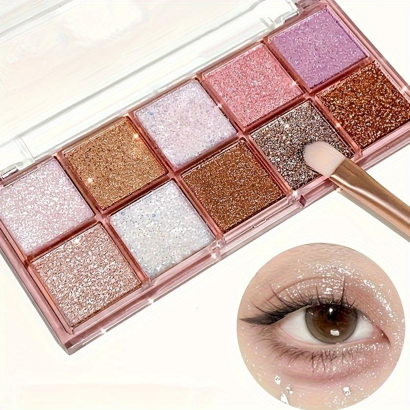 Eyeshadow Palette Including Matte and Shimmering Glitter Options in Brown, Golden, Nude, Purple, and Silvery, Ideal for Festival Makeup
