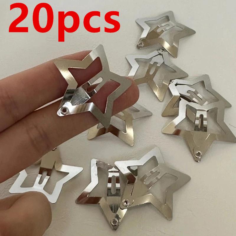 

Заколки для волос со звездами серебристого цвета, боковая заколка для девочек, милая металлическая филигранная заколка со звездой, женские ювелирные изделия, аксессуары для волос 20pcs