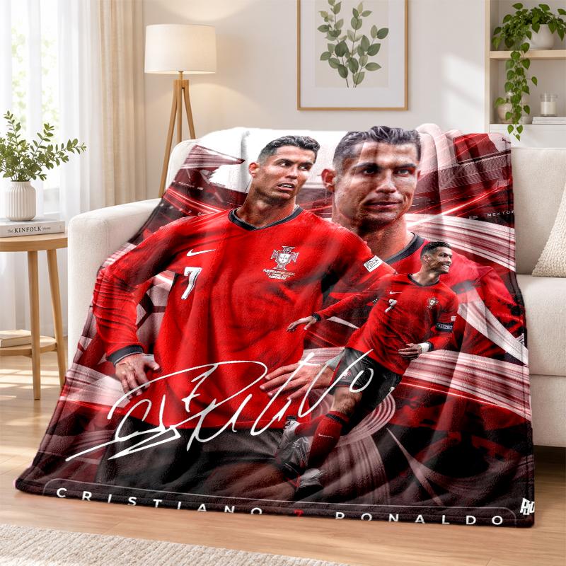 Cristiano Ronaldo Printed Flannel Blanket Warm Comfort Bed Throw For Indoor Home Decoration