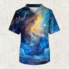 Men's Printing Short Sleeve V-neck Working Blouse Chest Pocket Carer Top