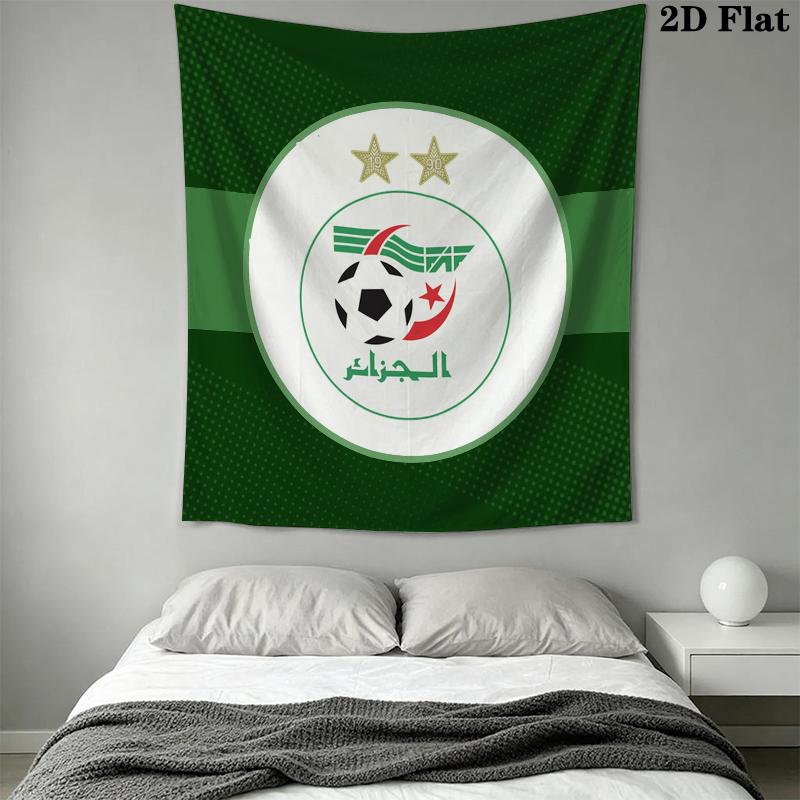Algerian Football Wall Tapestry Aesthetic Wall Hanging Printed Fabric Blanket Decorative Tapestries for Bedroom Living Room Home Decor