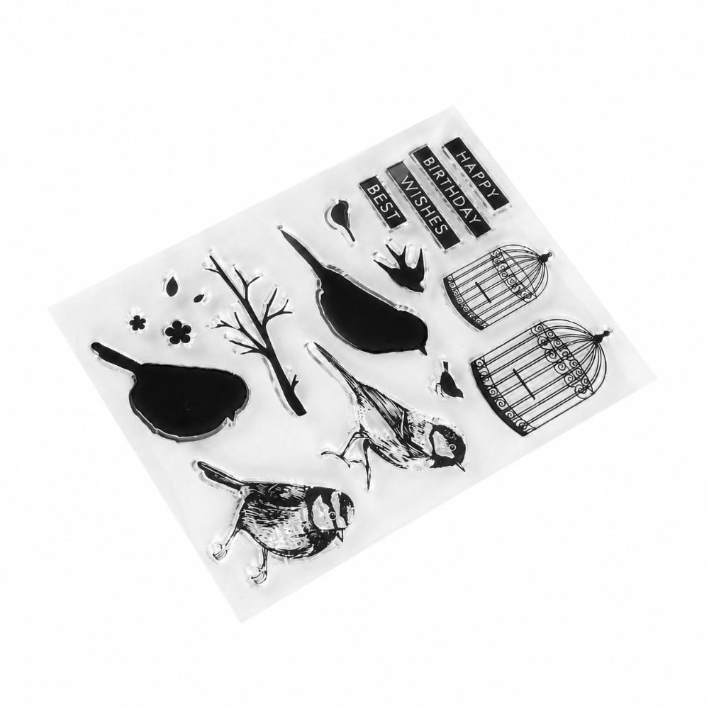 Skin Friendly Reusable Stamps Transparent Handmade Stamp Bird & Birdcage Stamp Handcraft Project