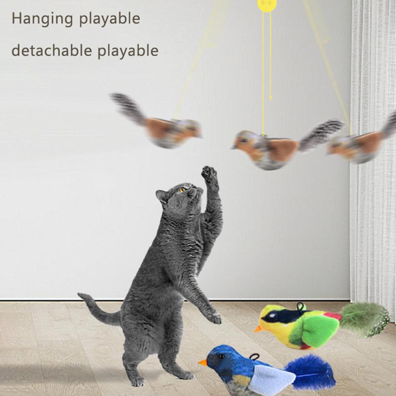 Cat Interactive Toys Catnip Bird (With Catnip) Dog Cats Touch-Activated Squeaky Pet Plush Toy Bite-Resistant Hanging Cat Toy
