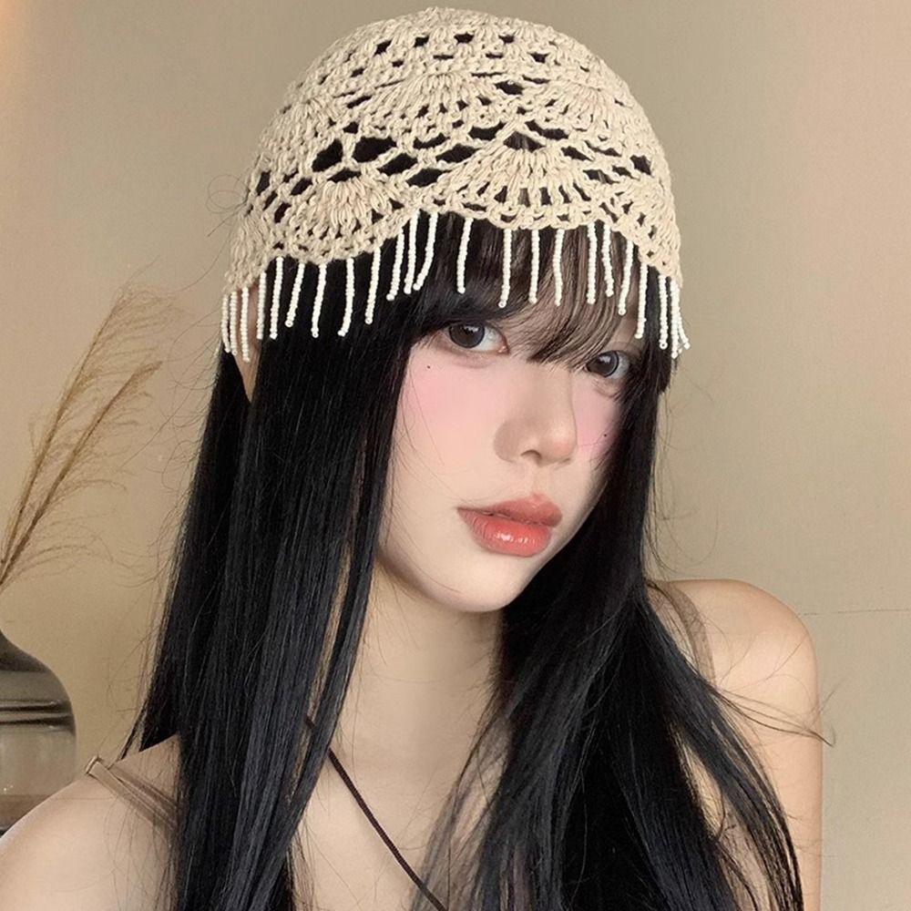 Crochet Slouchy Skull Cap Cotton Knitted Hat Fashion Women Beanie Hat Summer