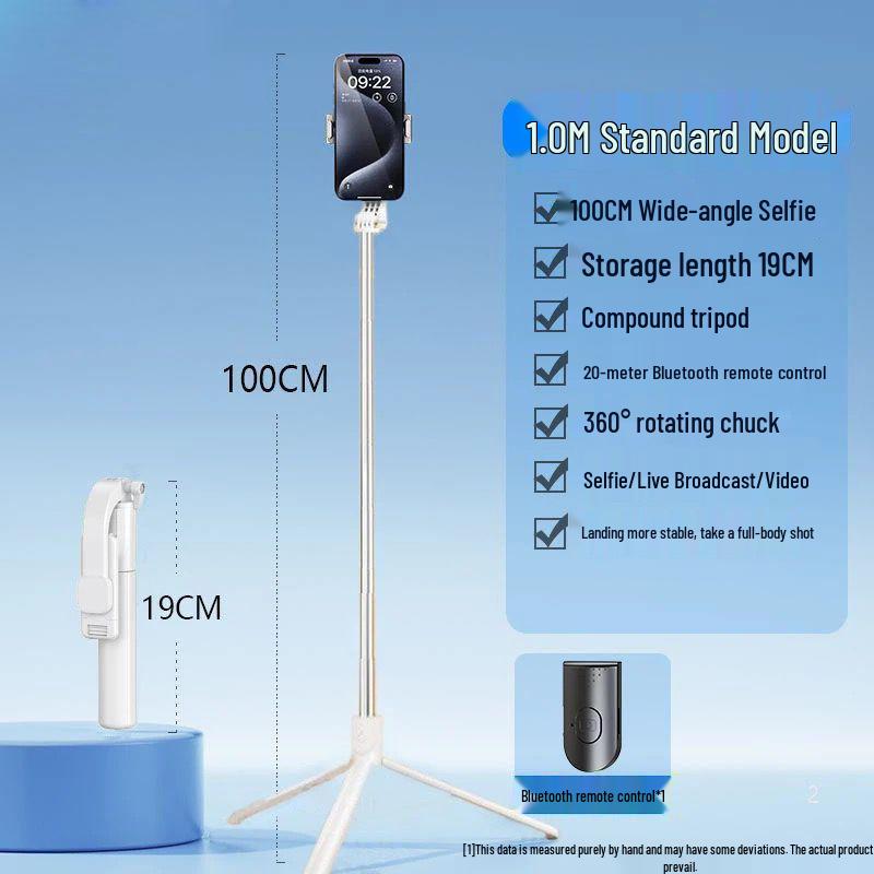 Portable Bluetooth Selfie Stick with Remote, Tripod Stand for Photography and Streaming, Foldable and Ideal for Travel