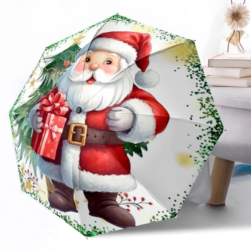 Weihnachts-Outdoor-Automatikschirm Kompakt 8-Rippen Gewicht Gewicht Ganzjahresnutzung Lebhaftes Muster Schirm