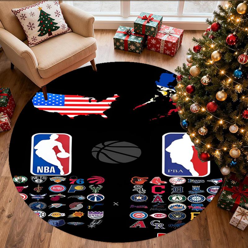 NBA Pattern Round Rug, Indoor/Outdoor Mat, for Picnic, Gameroom, Bedroom, Office, Living Room, Home Decor Carpet, Birthday Gift