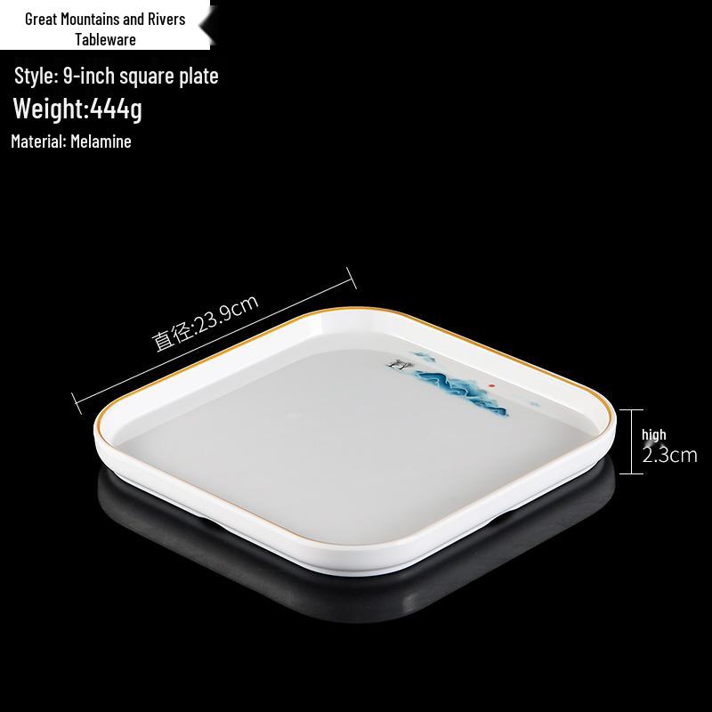 Melamine Square Imitation Porcelain Plate for Hot Pot & Cold Dishes - Commercial Fast Food & Restaurant Tableware