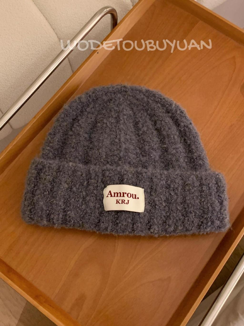 

Мягкая корейская уютная женская вязаная шапка, толстая теплая шапка-бини с наушниками для холодной погоды Gray Purple