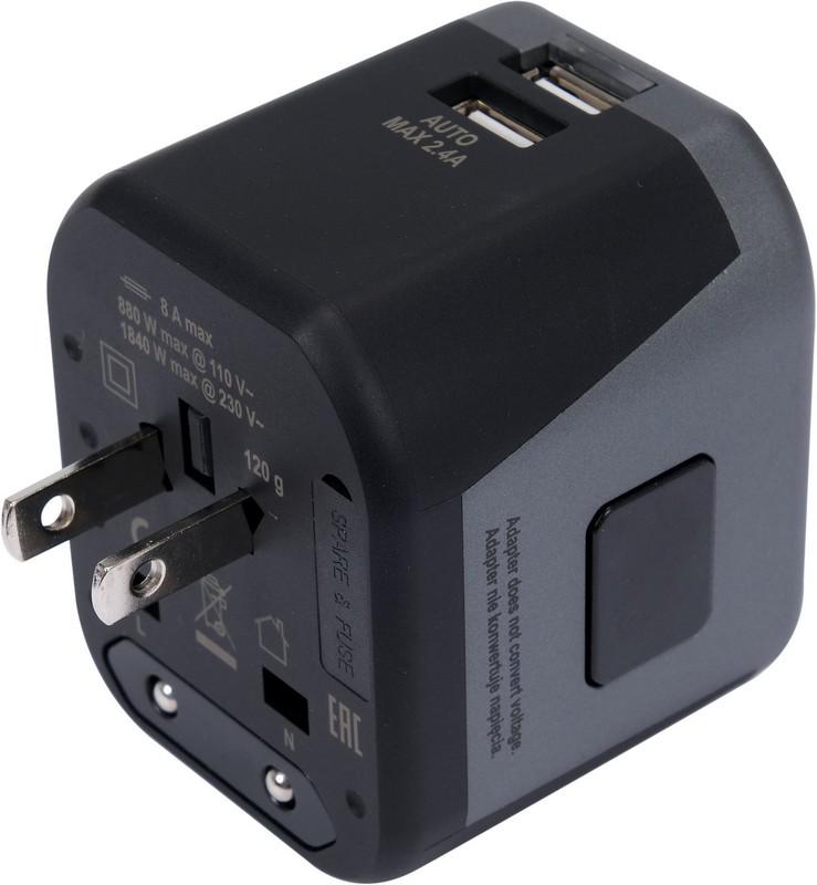 UNIVERSAL TRAVEL ADAPTER 2XUSB 12W - YT-81301