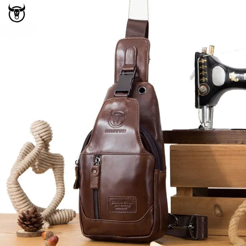 Cowhide 100% Genuine Leather Men's Genuine Leather Shoulder Crossbody Bag Anti-theft