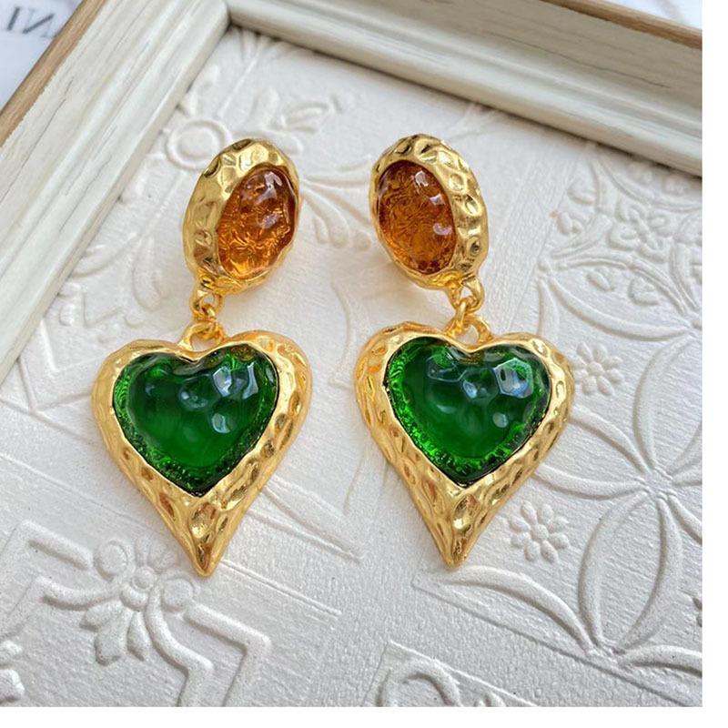 Real Gold-plated Hand-fired Lava Glazed Love Pendant Earrings, Macaron Candy-colored Earrings 925 Earrings.