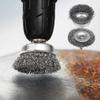 Wire Wheel Brush Hex Shank Crimped Cup Brush Paint Removal Cleaning Rust Steel Brushes Power Rotary Grinding Polishing Tools