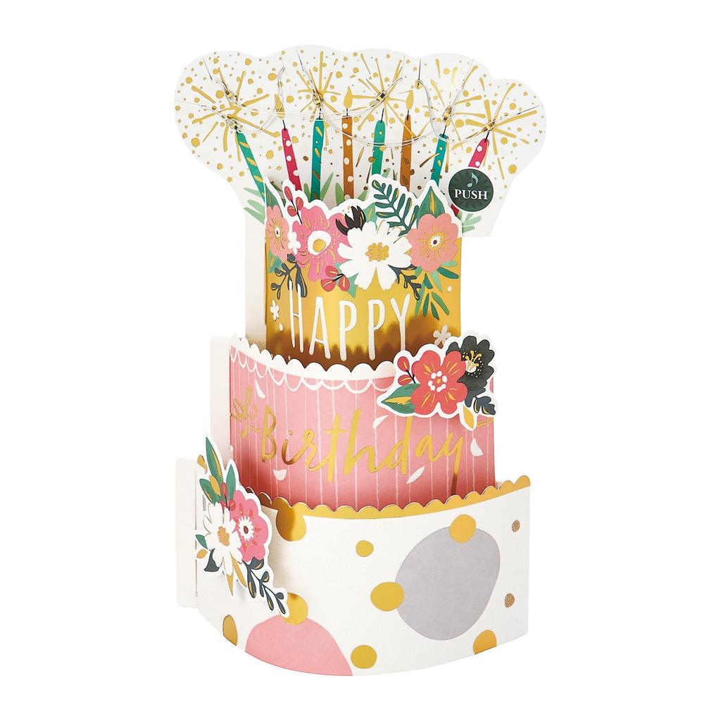 Sanrio Message Anniversaire Lumière 482552 (SANRIO) Carte, Célébration, & Mélodie, Gâteau 3 étages, Papier/Autre, JPME61-5,