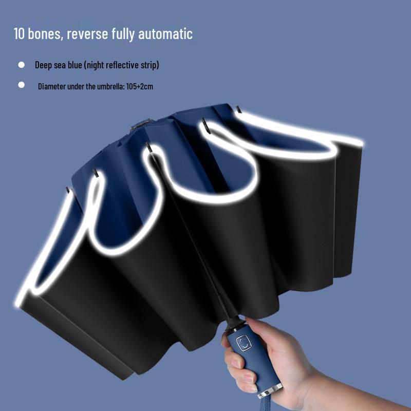 Automatic Windproof Umbrella: UV Protection, Large Folding Design, Wooden Handle for Sun and Rain