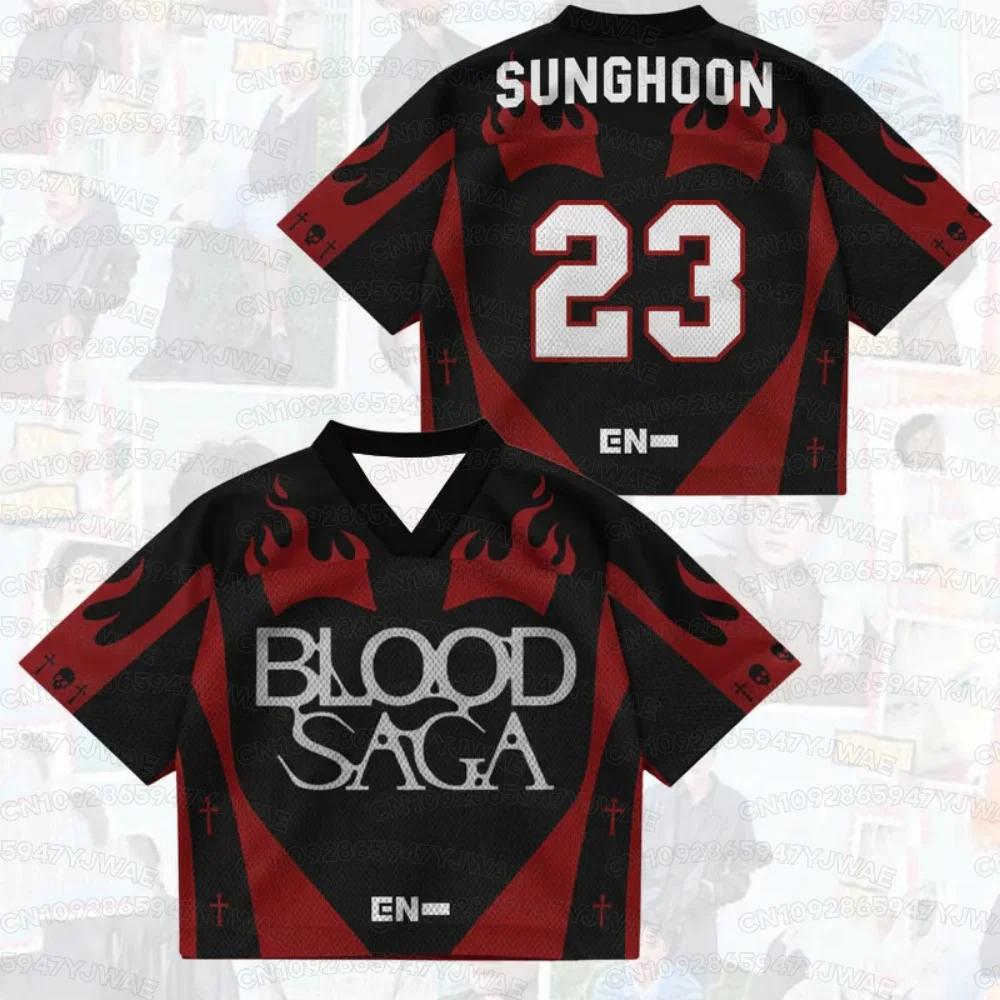 Summer Men s Women s SUNGHOON 3D Print Graphic Short Sleeve Casual Enhypen Blood Saga World Tour T-Shirt Fans Gifts S